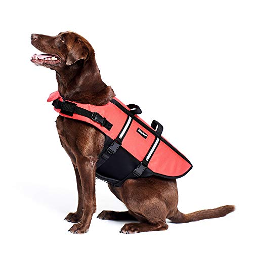 Zippypaws Adventure Dog Lifejacket, Swimming Vest For Dogs & Puppies, Life Jacket For Swim Training Small Medium & Large Dogs - Red, Medium