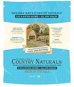 Grandma Maes Country Naturals Grain Inclusive Dry Cat & Kitten Food 3 LB Chicken & Brown Rice Recipe