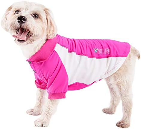 Pet Life  Active Barko Pawlo Relaxstretch Wickproof Performance Dog Polo Tshirt, Pink With Light Pink  Large
