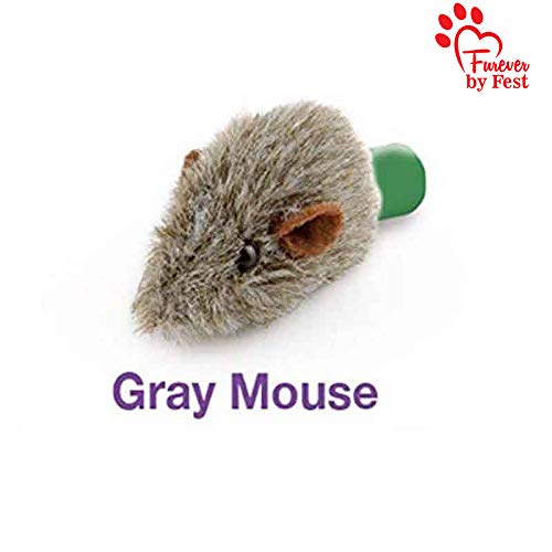 Furever Cat Toy Attachments - 3 Multi-Colored Rubber Toys: Mouse, Fish, Feather for Interactive Play