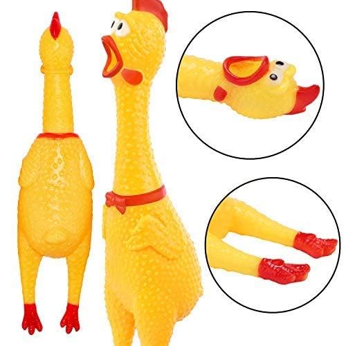 LEGEND SANDY Screaming Chicken Dog Toys,Yellow Rubber Squaking Chicken Toy Novelty and Durable Rubber Chicken for Dogs,Rubber Ch