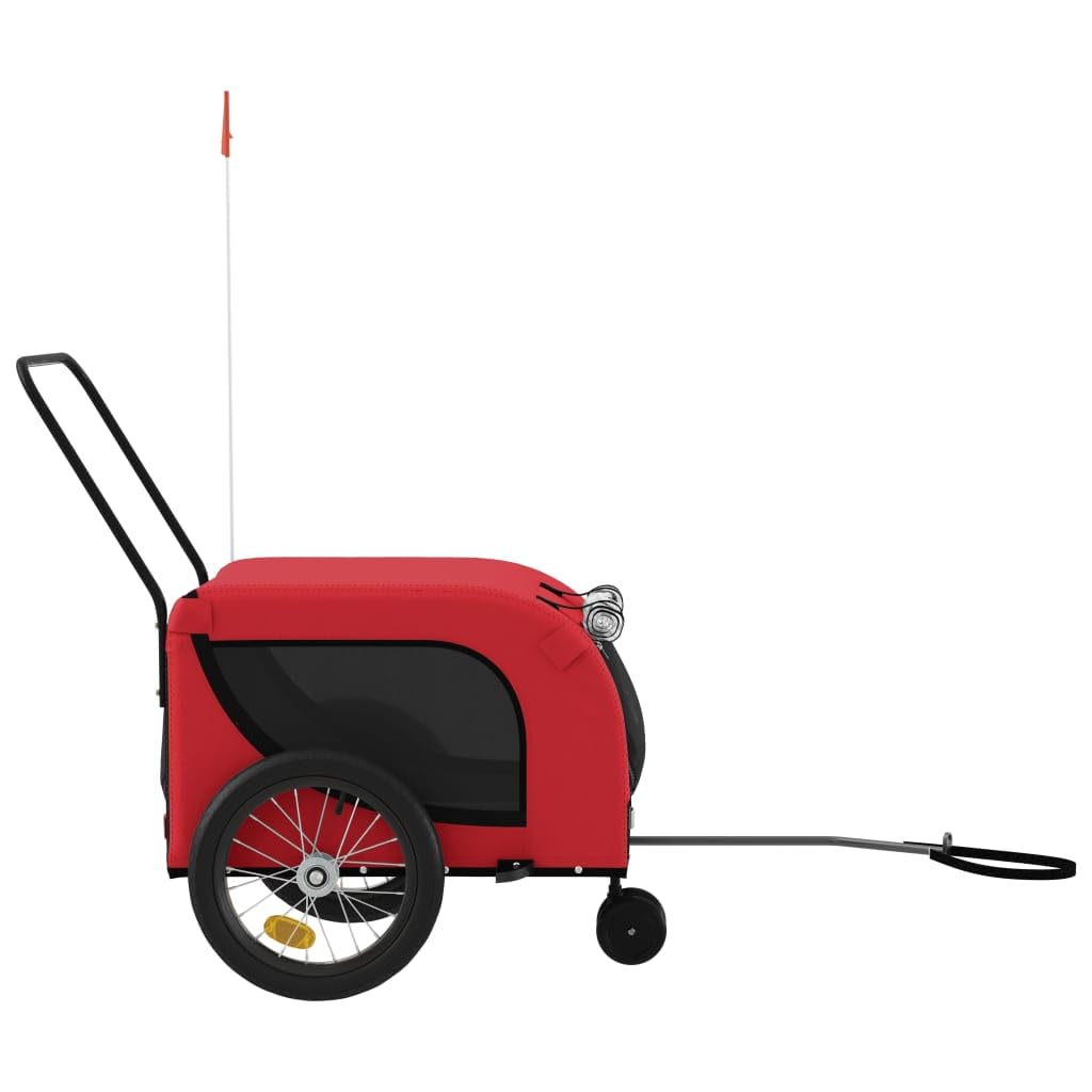 vidaXL Pet Bike Trailer - Red/Black, Oxford Fabric/Iron Frame, 49.2&quot;x24.8&quot;x26&quot;, 99.2 lb Capacity