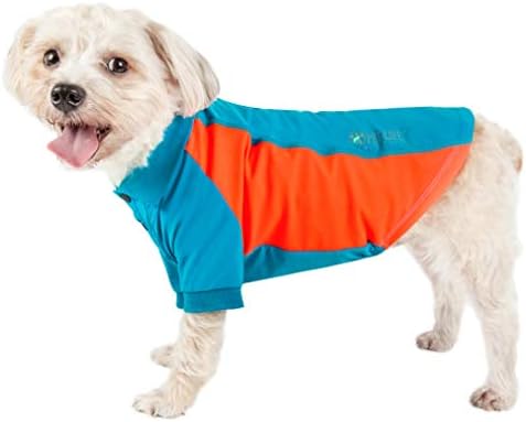 Pet Life  Active Barko Pawlo Relaxstretch Wickproof Performance Dog Polo Tshirt, Light Blue  Medium