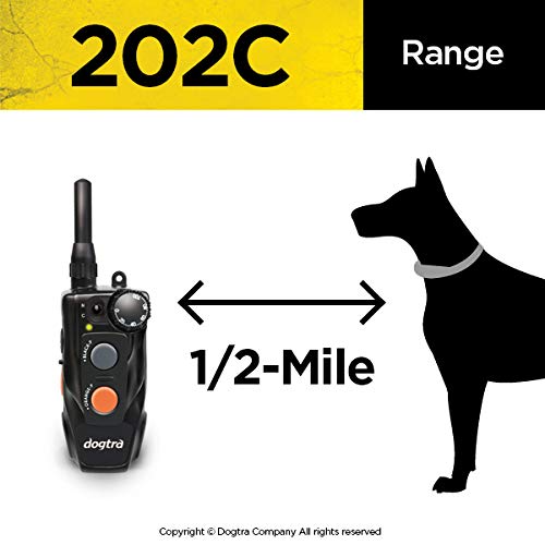 Dogtra 202C Remote Training E-Collar - 1/2 Mile Range - 2-Dogs System, Static, Vibration, Medium Output, Adjustable Levels, Wate