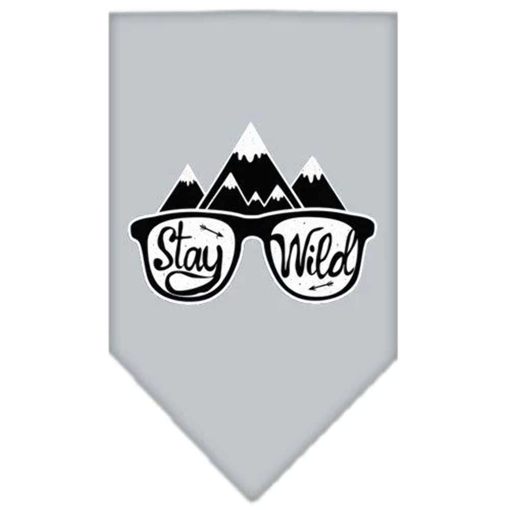 Dog Bandana Screen Printed, &quot;Stay Wild&quot; Light Pink Small