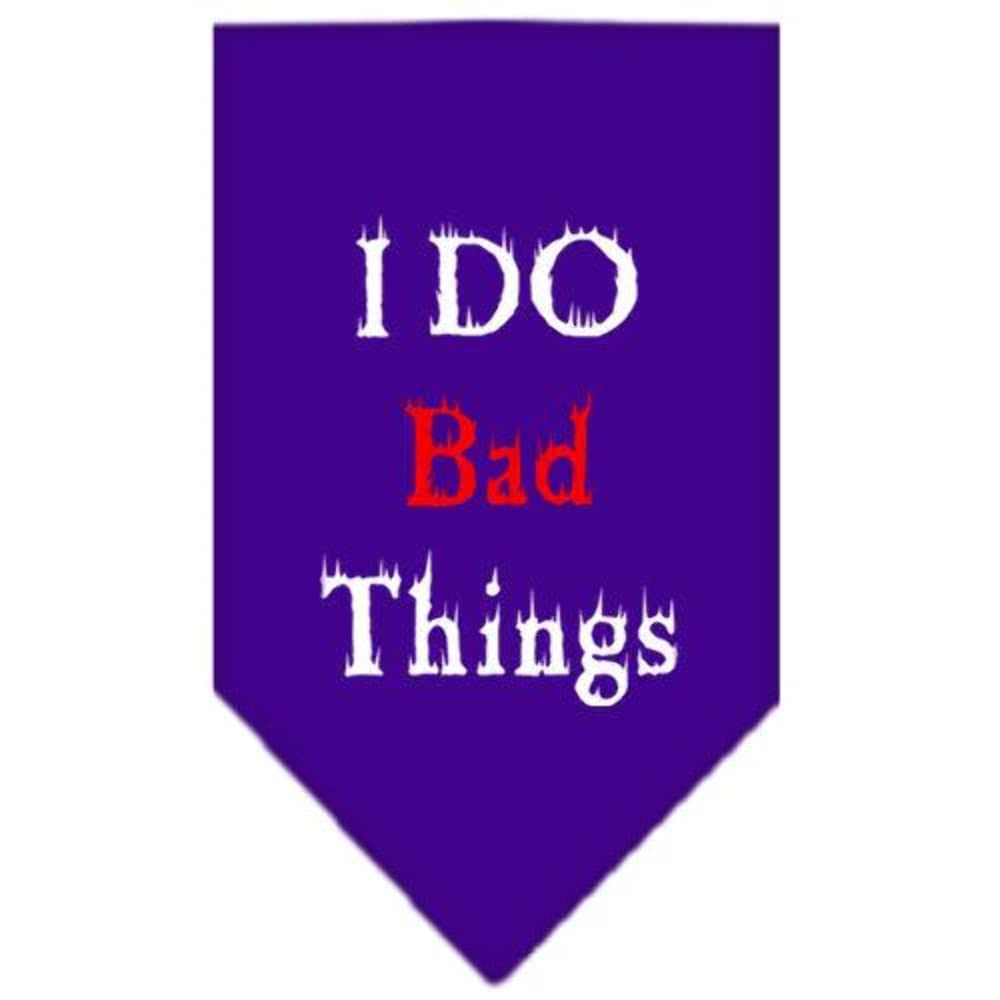 Pet and Dog Bandana Screen Printed, &quot;I Do Bad Things&quot; Purple Large