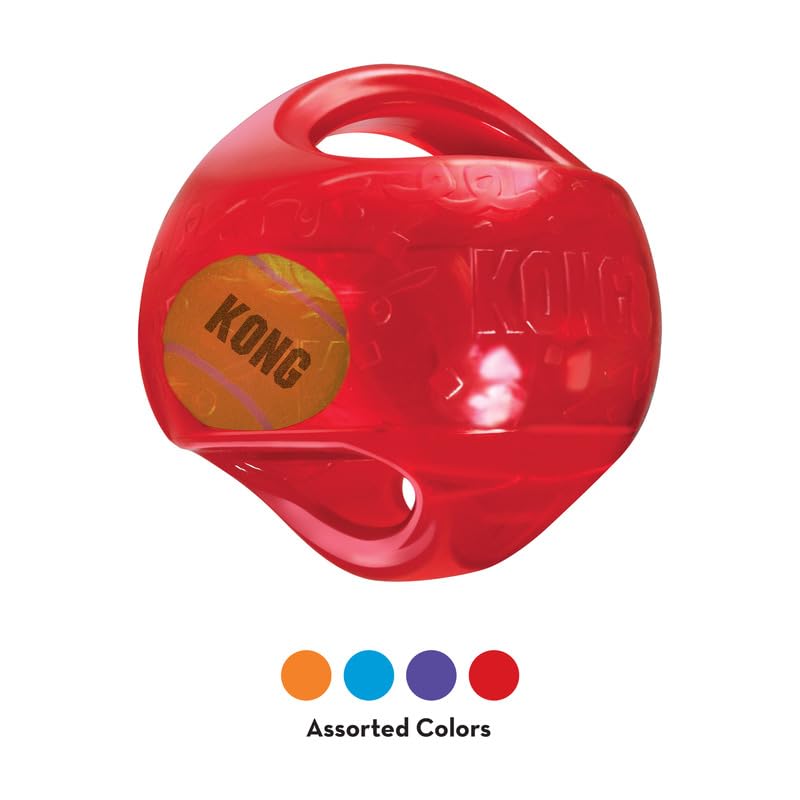 Kong Jumbler Ball - Interactive Dog Toy For Dog & Puppy Playtime - Fetch Toy With Tennis Ball - Dog Supplies For Engaging Play (Medium/Large)