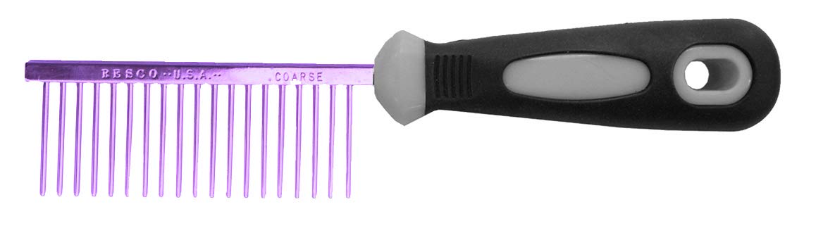 Resco Professional Anti-Static Dog, Cat, Pet Comb For Grooming, Steel Pins, Coarse Tooth Spacing, Candy Purple (Pf0671)