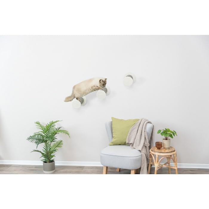 Trixie Wall Mount Xxl Cat Climbing Steps, Cat Furniture, Scratching Post, 3Pcs, Gray