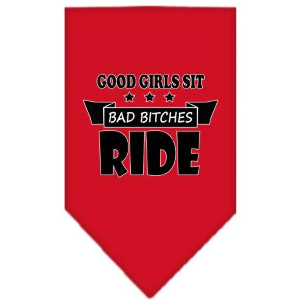 Mirage Pet Product Bitches Ride Screen Print Bandana Red Small
