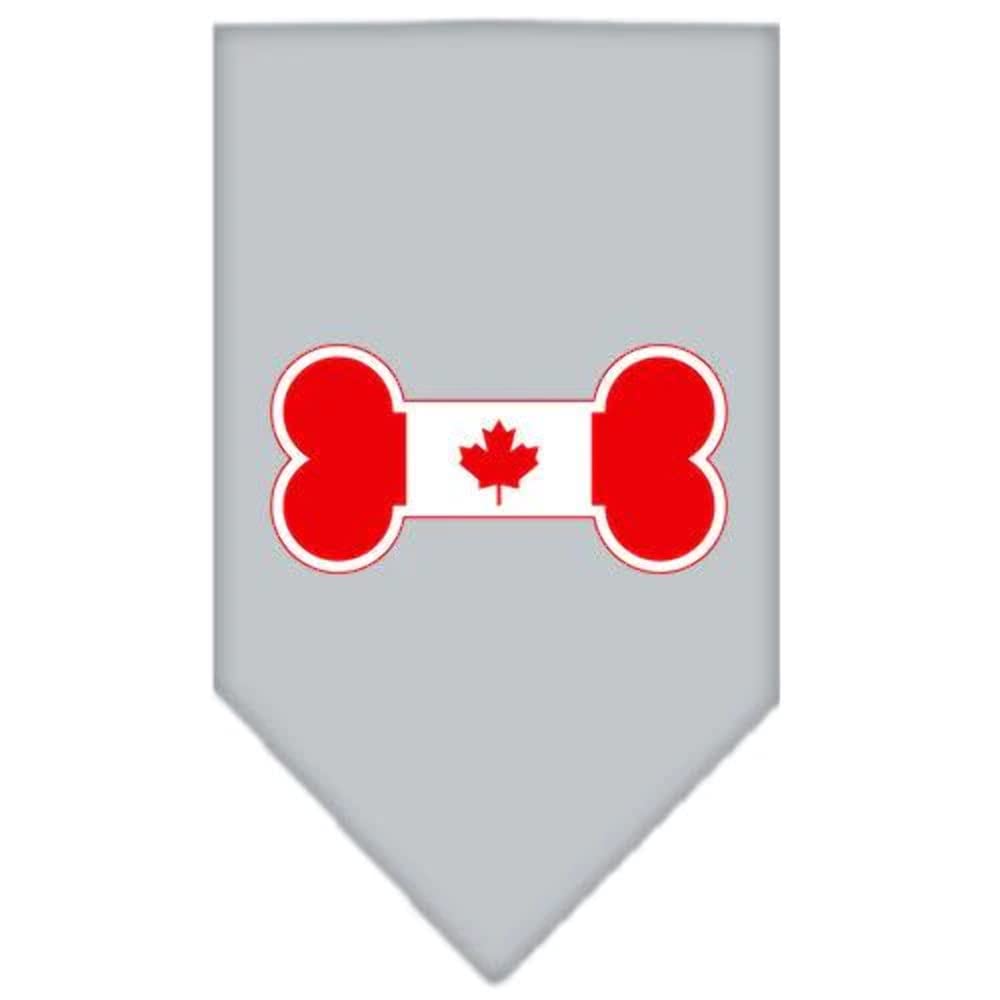 Pet and Dog Bandana Screen Printed, &quot;Bone Shaped Canadian Flag&quot; Bright Pink Large