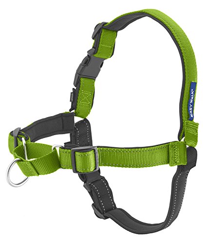 Petsafe Deluxe Easy Walk Dog Harness - Martingale Loop With D-Ring Stops Pulling - Training & Behavior Aid - Reflectivity Enhances Visibility In Low Light - Comfortable Padding - Apple/Black - L