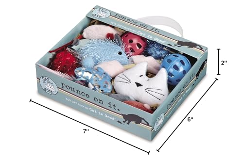 Cat Is Good 12-Piece Pounce Toy Gift Box – Pounce On It Assorted Toys Keep Cats And Kittens Entertained Safely