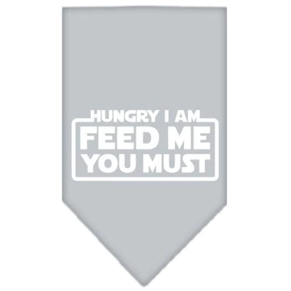 Pet and Dog Bandana Screen Printed, "Hungry I Am, Feed Me You Must" Navy Blue Small