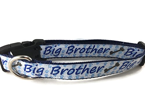 Sibling Dog Collar, Caninedesign, Brother, Sister, Quick Release Buckle, 1 Inch Wide, Adjustable, Nylon, Medium And Large (Big B