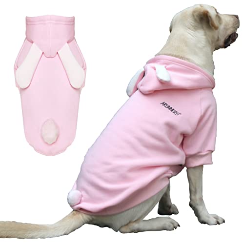 Arunners Extra Large Dog Bunny Costumes Rabbit Hoodies Clothes For Easter Day Halloween Labrador Rottweiler Great Dane, Pink, 7X