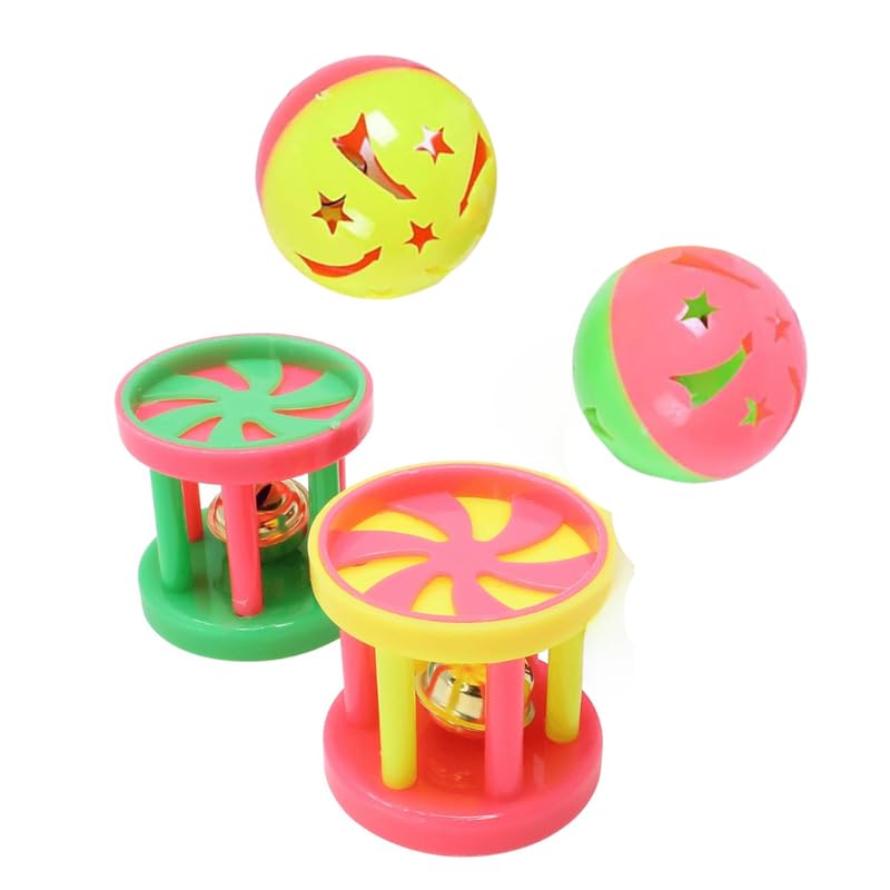 Psk Pet Mart Pet Cat Bird Plastic Exercise Balls Hollow Drum 2 Colors Cat Rolling Play Toy Pack Of 4 Pcs Set