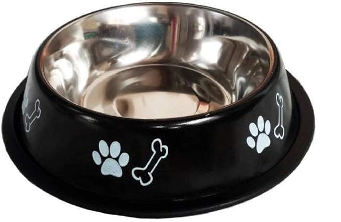 Wike Bone And Paw Printed Stainless Steel Food Water Feeding Bowl For Dogs & Puppies (Medium, 700Ml)  Color May Vary