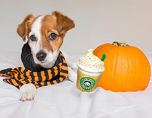 Parody Star Pups Coffee Dog Toy Pup'Kin Spice Latte - Fall Funny Parody Plush Squeaky Holiday Toys For Medium, Small And Large -
