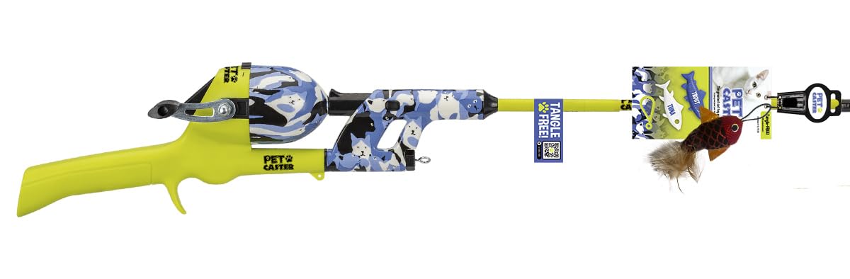 Cat Caster Fishing Pole Toy | Tangle Free & Easy To Store. Includes One Soft Toy And 2 Plastic Fish | The Ultimate Gift For Kitt