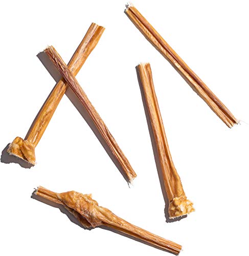 Jack&Pup 6 Inch Bladder Bully Sticks for Small Dogs (30 Pack) Single Ingredient Dog Treats, Puppy Chew Sticks