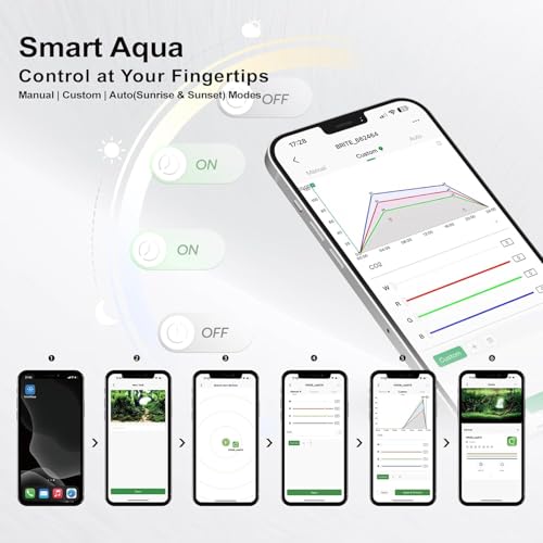 MagTool Brite Series Auto Aquarium LED Light with App-Controlled RGB+W LEDs, ADA Style Extendable Bracket, Supports Custom Sunri