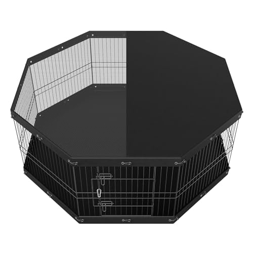 VEVOR Dog Playpen, 8 Panels Foldable Metal Dog Exercise Pen with Top Cover and Bottom Pad, 24 H Pet Fence Puppy Crate Kennel, In