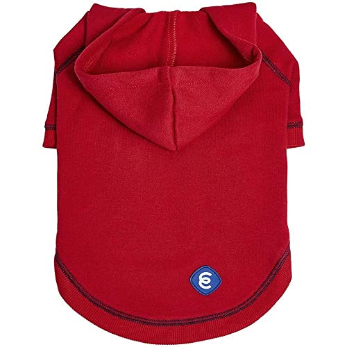 Blueberry Pet Essentials Soft & Comfy Red Dog Hoodie Sweatshirt, Award-Winning Dog Clothes For Medium Sized Dogs, Jersey For Small Dogs, 10' Back Length, Cozy Dog Hoodie With Hood & Fleece