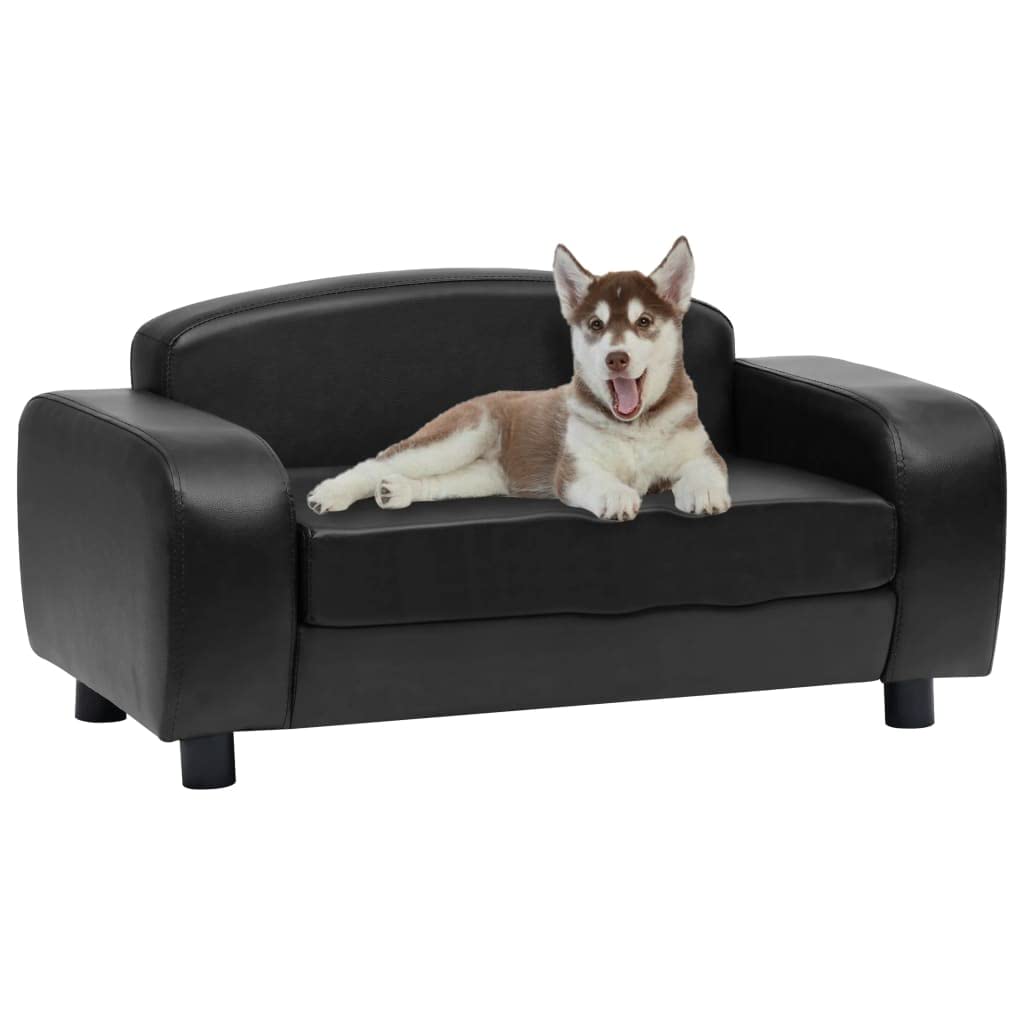 Vidaxl Faux Leather Pet Sofa - Black, 31.5'X19.7'X15.7', Ideal For Adult Cats & Small Dogs, Washable Cushion Cover, Anti-Slip Design