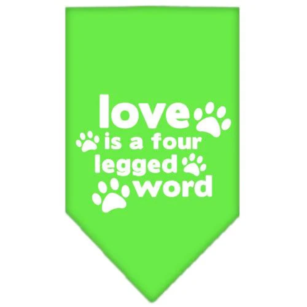 Mirage Pet Products Love is a 4 Leg Word Screen Print Bandana for Pets, Small, Grey