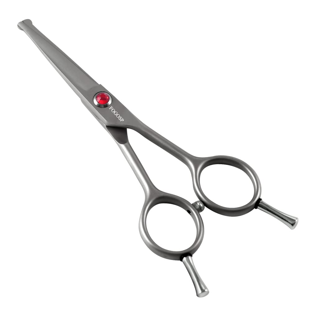 Fogosp 4.5'' Straight Dog Scissors For Grooming Face And Paws With Safety Round Tip For Small Dogs Cats Face Paw Ears Trimmer Ca