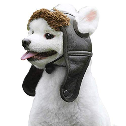 Leconpet Dog Aviator Hat, Dog Winter Pilot Hat With Ear Flaps For Cold Weather (S, Brown)