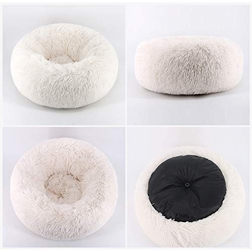 Tinton Life Luxury Faux Fur Pet Bed For Cats Small Dogs Round Cuddler Oval Plush Cozy Self-Warming Cat Bed For Improved Sleep, W