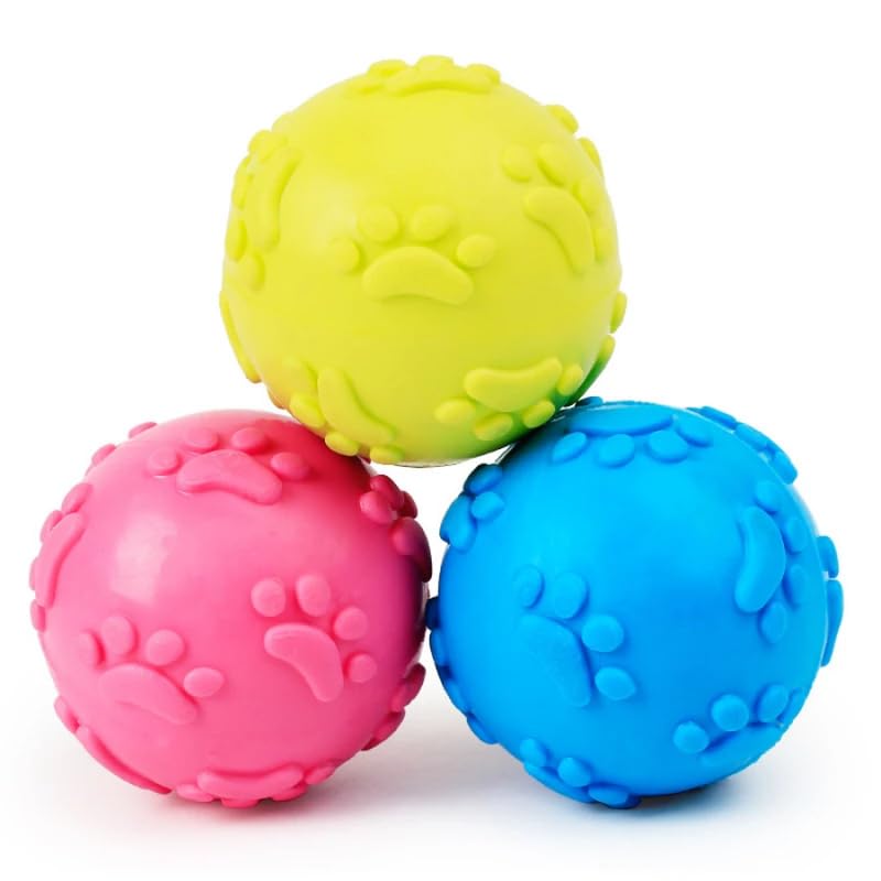 Dog Trust Interactive Dog Chew Ball Toy for Small to Medium Dogs Teeth Cleaning Rubber Ball with Builtin Bell | Durable Dog Pla