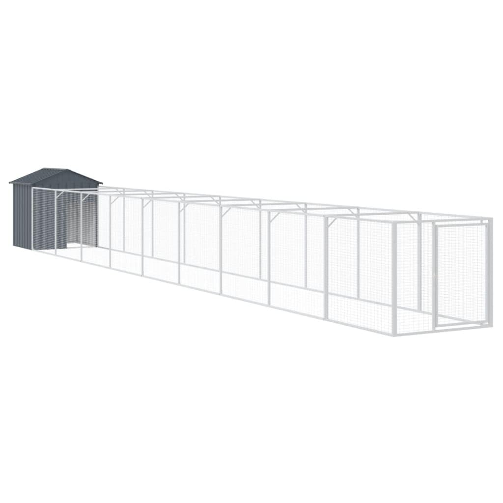 vidaXL Dog House with Roof, Versatile Use for Play and Exercise, Galvanized Steel Construction, Mesh Design, Protective Roof, Co