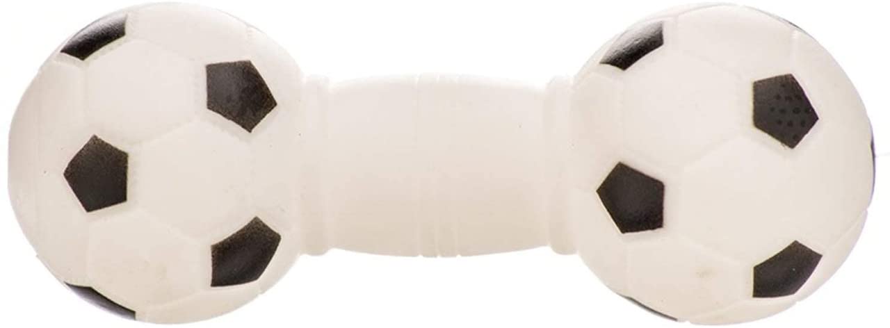 Dog Trust Dog Toys Football Dumbbell Shaped Dog Squeeze Squeaky Pet Chew Toy Large, Colour May Vary