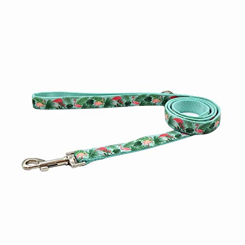 Petiry Dog Leash Leopard Pattern, 4 Feet Length, Durable Nylon With Ribbon For Medium And Large Dogs.(Medium,Flamingo Leash)