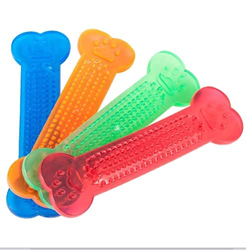 Rvpaws Flat Bone Chew Stick For Dogs & Puppies  Transparent Silicone Toy  Durable Teether For Small And Medium Breeds (Color M