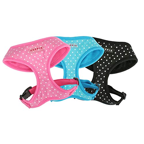 Puppia Dotty Dog Harness Over-The-Head No Pull No Choke Walking Training Adjustable For Small & Medium Dog, Large, Pink