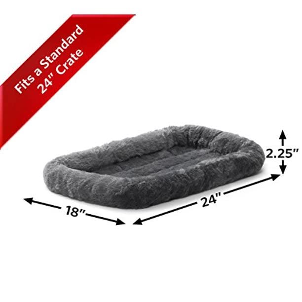 Midwest Homes For Pets Bolster Dog Bed 24L-Inch Gray Dog Bed Or Cat Bed W/ Comfortable Bolster | Ideal For Small Dog Breeds & Fits A 24-Inch Dog Crate | Easy Maintenance Machine Wash & Dry