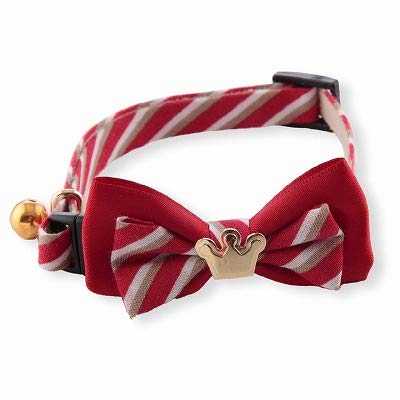 Necoichi Regal Crown Cat Collar (Red) With Bell Safety Breakaway Soft Lightweight For Cats Kitty Kitten Japanese Stylish Pattern, No.1 Seller In Japan