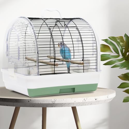 Yokolo Bird Cage 27-inch Inch Wrought Iron Parrot Cage Acrylic See-Through Standing Flight Parakeet Cage for Cockatiels Cheek Co