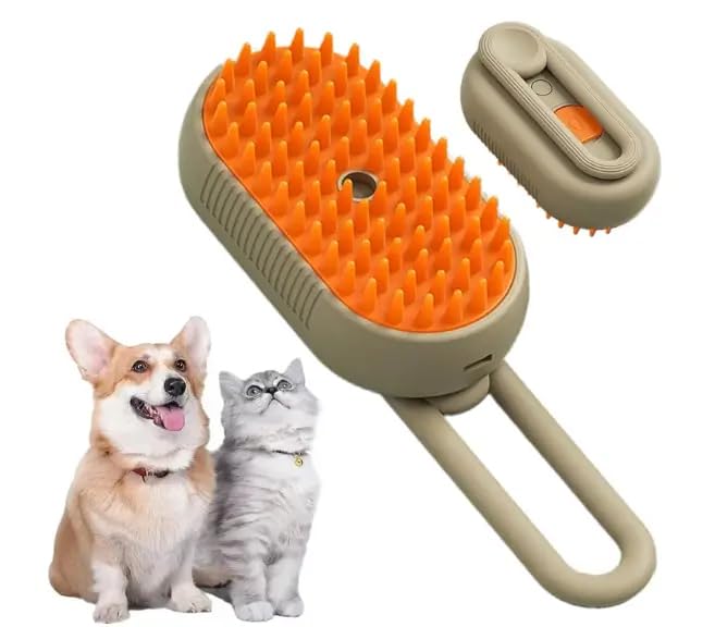 Winfinity Steamy Pet Brush  3In1 Electric Spray Pet Grooming Brush For Cats & Dogs, Silicone Mist Brush For Deshedding, Flyin