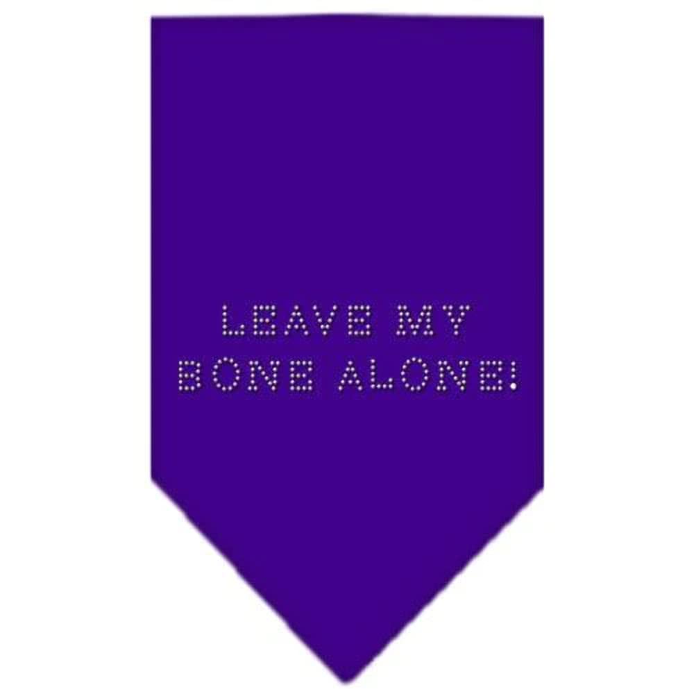 Pet and Dog Bandana Rhinestone, "Leave My Bone Alone" Purple Small