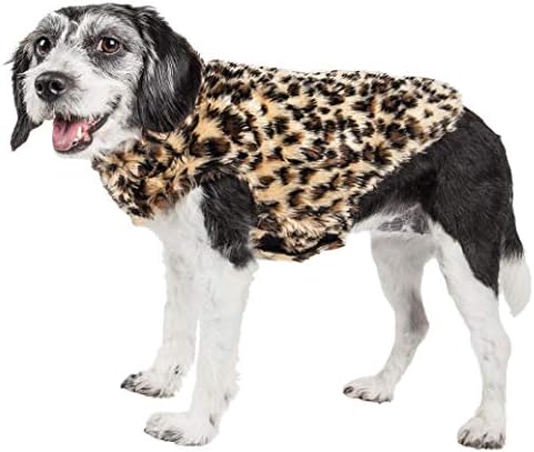 Pet Life  Luxe Poocheetah Ravishing Designer Spotted Cheetah Patterned Mink Fur Dog Coat Jacket, Brown / Black  Small