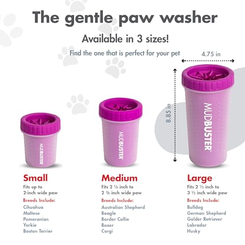 Dexas Mudbuster Portable Dog Paw Washer/Paw Cleaner, Large, Fuchsia