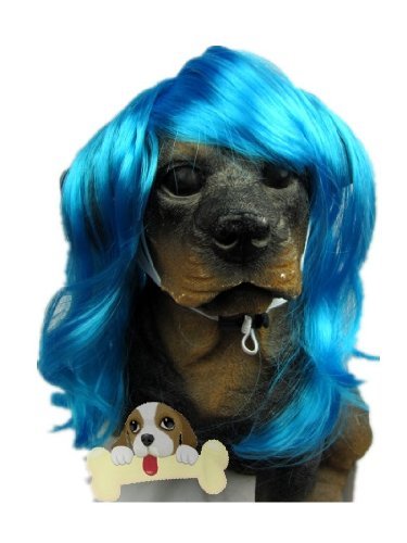 Tanya Pet Supplies -Dog Costumes Blue Wavy Syethetic Hair Pet Dog Cat Wigs-Gift