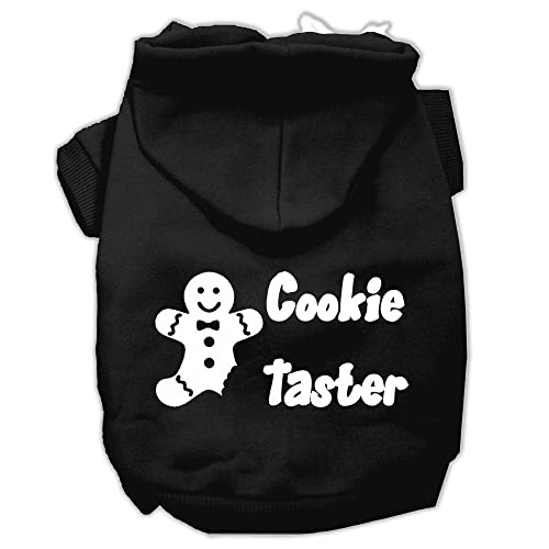 Christmas Pet Dog & Cat Hoodie Screen Printed, Cookie Taster Black LG (10-14 lbs.)