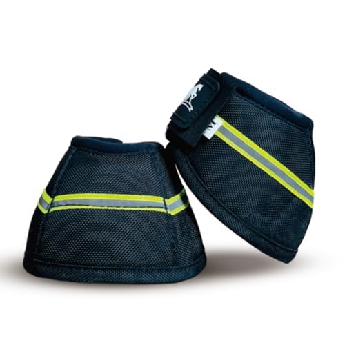 Rs Premium Horses Horse Bell Boots (Gold Line Reflective, Large)