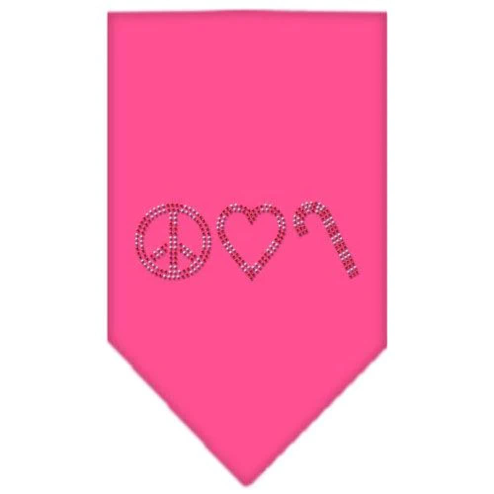 Mirage Pet Products Peace Love Candy Cane Rhinestone Bandana, Small, Cocoa
